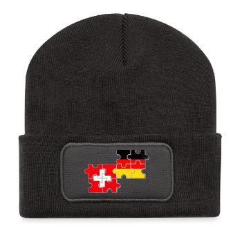 Schweiz Deutschland Flagge Schweizer Deutscher - Recycelte Patch Beanie - Dunkelgrau - Vorne