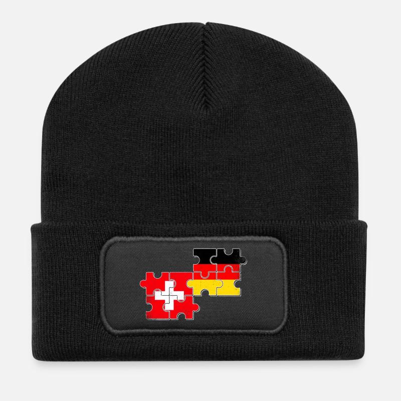 Schweiz Deutschland Flagge Schweizer Deutscher - Recycelte Patch Beanie - Schwarz