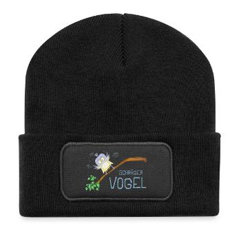 Schräger Vogel - Recycelte Patch Beanie - Schwarz - Vorne