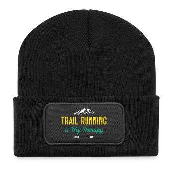 Trailrunning ist meine Therapie - Recycelte Patch Beanie - Schwarz - Vorne
