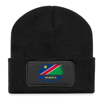 Namibia Flaggen Design - Recycelte Patch Beanie - Schwarz - Vorne