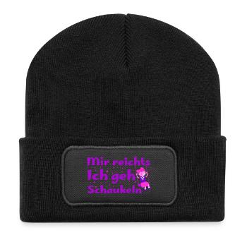 Mir Reichts Ich Geh Schaukeln – Verspieltes Kinder - Recycelte Patch Beanie - Schwarz - Vorne