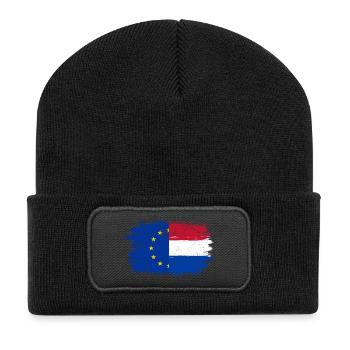 Fusion du drapeau néerlandais de l’UE - Beanie recyclé à patch - noir - Devant