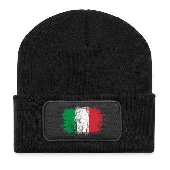 Italian Flag Brush Strokes - Recycled Patch Beanie - black - Front