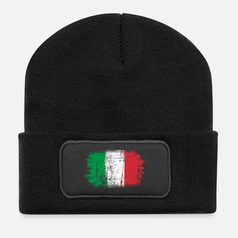 Drapeau italien coups de pinceau - Beanie recyclé à patch - noir