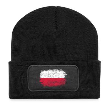 Drapeau polonais Coup de pinceau - Beanie recyclé à patch - noir - Devant