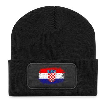 Kroatien-Wappen-Kartenmontage - Recycelte Patch Beanie - Schwarz - Vorne
