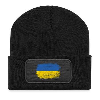 Coup de pinceau du drapeau ukrainien - Beanie recyclé à patch - noir - Devant