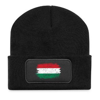 Hungarian Brush Flag Art - Recycled Patch Beanie - black - Front