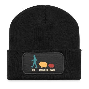 Ich Meine Follower Schaf Schafe - Recycelte Patch Beanie - Schwarz - Vorne