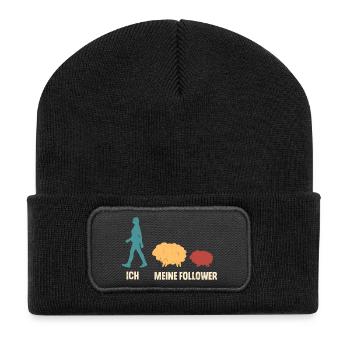 Ich Meine Follower Schaf Schafe - Recycelte Patch Beanie - Schwarz - Vorne