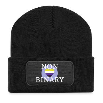 Geschlechtsneutral JA! - Recycelte Patch Beanie - Schwarz - Vorne