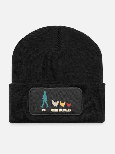 Hühner Landwirtin Landwirtschaft Bauer - Recycelte Patch Beanie - Schwarz