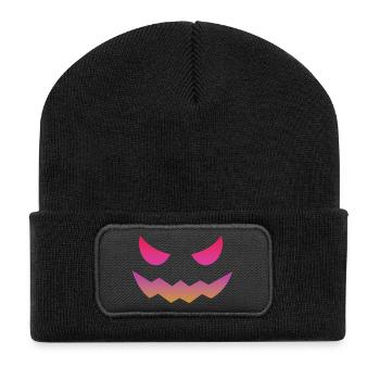 Halloween Pumpkin Design Face Disguises - Recycled Patch Beanie - black - Front