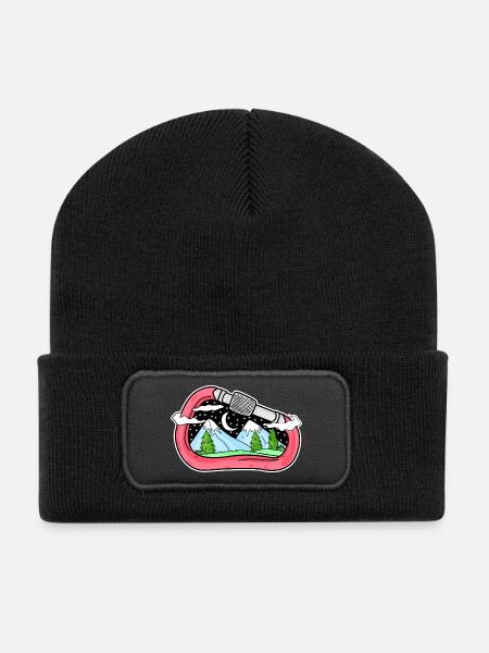 Berg Berge Berggipfel Gipfel - Recycelte Patch Beanie - Schwarz