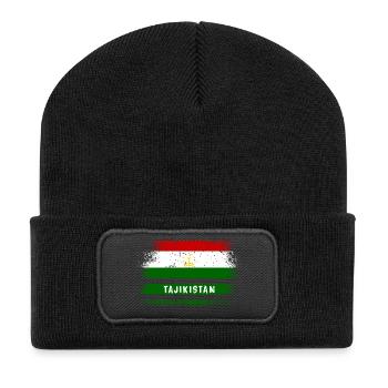 Tadschikistan Vintage Flagge - Recycelte Patch Beanie - Schwarz - Vorne