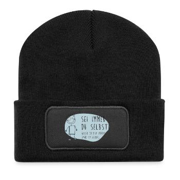 Humorvolle Psychologie Illustration - Recycelte Patch Beanie - Schwarz - Vorne