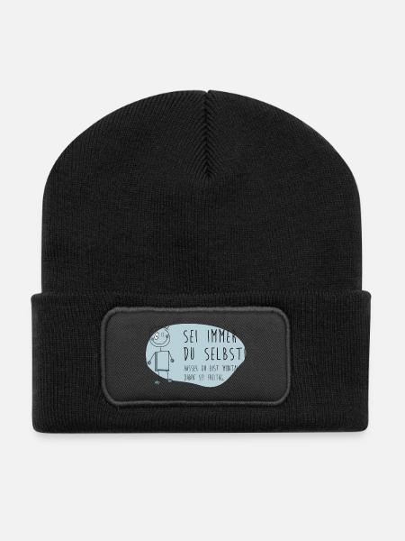 Humorvolle Psychologie Illustration - Recycelte Patch Beanie - Schwarz