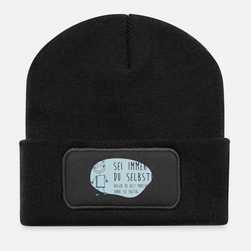 Humorvolle Psychologie Illustration - Recycelte Patch Beanie - Schwarz