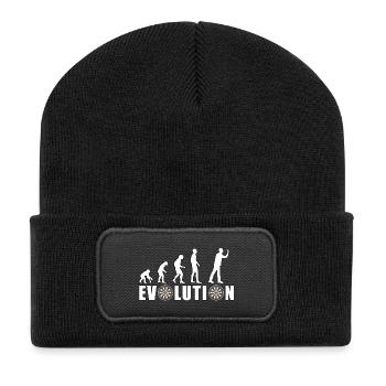 EVOLUTION DARTS Spiel Pfeil Dartscheibe Geschenk - Recycelte Patch Beanie - Schwarz - Vorne