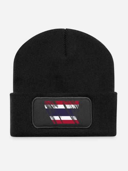 Thailand Flagge - Recycelte Patch Beanie - Schwarz