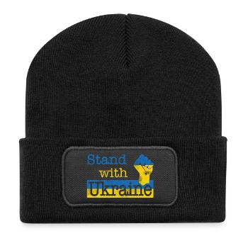 Soutenez l’Ukraine ! bleu jaune - Beanie recyclé à patch - noir - Devant