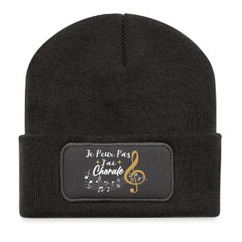 J'Peux Pas J'Ai Chorale Cadeau Chanteur De Choeur - Beanie recyclé à patch - charbon - Devant