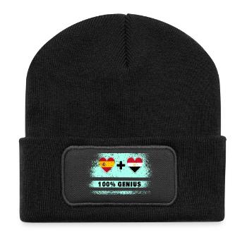 Spain and Egypt flag 100% genius - Recycled Patch Beanie - black - Front