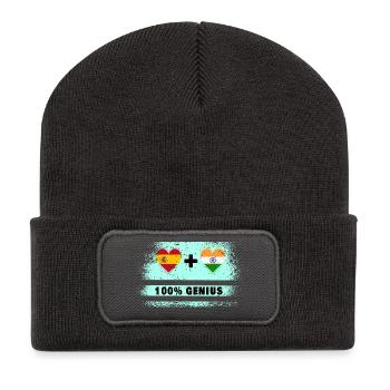 L’Espagne et l’Inde font 100% de génie - Beanie recyclé à patch - charbon - Devant