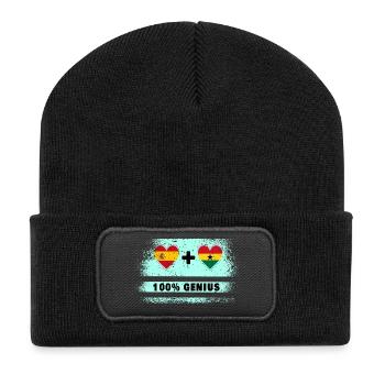 Flagge von Spanien und Ghana 100% genial - Recycelte Patch Beanie - Schwarz - Vorne