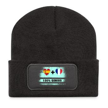 Espagne et France 100% drapeau de génie - Beanie recyclé à patch - charbon - Devant