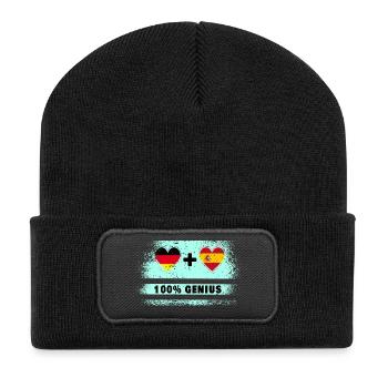 Spain and Germany flag 100% genius - Recycled Patch Beanie - black - Front