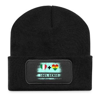Italy and Bolivia 100% genius flag - Recycled Patch Beanie - black - Front