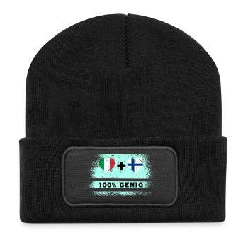 Italien und Finnland 100% Ingenieurflagge - Recycelte Patch Beanie - Schwarz - Vorne