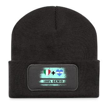 Italy and El Salvador 100% genius flag - Recycled Patch Beanie - dark grey - Front