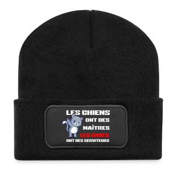 Chats Serviteurs et Chiens Maîtres - Beanie recyclé à patch - noir - Devant