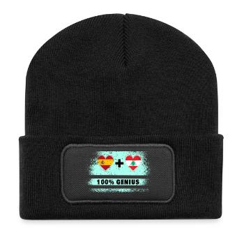 Flagge Spanien und Libanon 100% genial - Recycelte Patch Beanie - Schwarz - Vorne