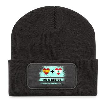 L’Espagne et le Liban drapeaux 100 % génie - Beanie recyclé à patch - charbon - Devant