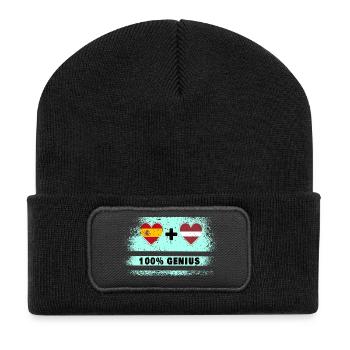 Spain and Latvia 100% flag genius - Recycled Patch Beanie - black - Front