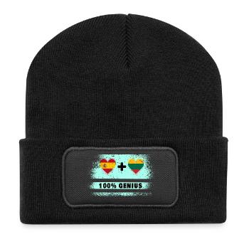 Spain and Lithuania flag 100% genius - Recycled Patch Beanie - black - Front
