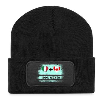 Italien und Kanada 100% geniale Flagge - Recycelte Patch Beanie - Schwarz - Vorne