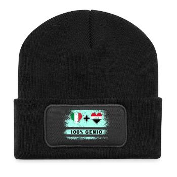 Italy and Iraq 100% genius flag - Recycled Patch Beanie - black - Front