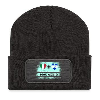 Italy and Israel 100% genius flag - Recycled Patch Beanie - dark grey - Front