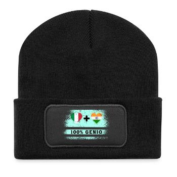Drapeau de l’Italie et de l’Inde 100 % Genius - Beanie recyclé à patch - noir - Devant