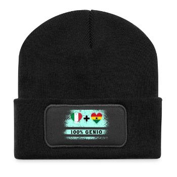 Italien und Ghana 100% Ingenieur-Flagge - Recycelte Patch Beanie - Schwarz - Vorne