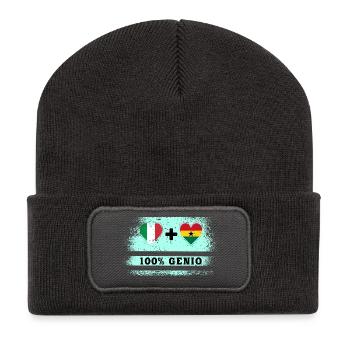 Italien und Ghana 100% Ingenieur-Flagge - Recycelte Patch Beanie - Dunkelgrau - Vorne