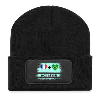 Drapeau France et Brésil 100% génial - Beanie recyclé à patch - noir - Devant