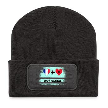 Flag France and Albania 100% awesome - Recycled Patch Beanie - dark grey - Front