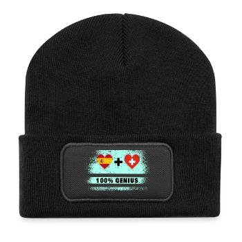 Espagne et Suisse 100% drapeau génie - Beanie recyclé à patch - noir - Devant