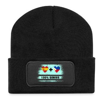Spain and the Philippines flag 100% genius - Recycled Patch Beanie - black - Front